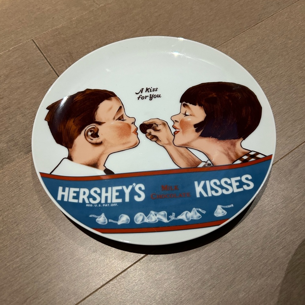 Vintage Hershey's Kisses "A Kiss for You" Boy Girl 8" Plate 1979 Shafford Japan
